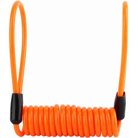 Antivol de disque de moto avec alarme, en alliage PVC orange, pour moto et vélo. Câble de sécurité à ressort avec rappel de tension, longueur 1,2 m. (1/5)