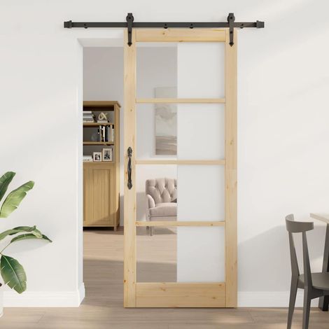 Puerta Deslizante ORKDAL Marrón 86 x 211 cm Madera y metal vidaXL (1/5)