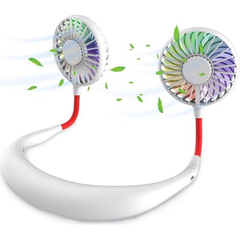 Mini ventilateur de cou portable, mains libres, rechargeable, portable, ventilateur de bureau, ventilateur de collier avec double tête de vent (1/5)