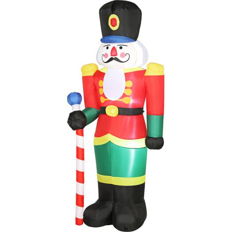 Soldat Casse-Noisette gonflable Noël 245 cm LED multicolore avec sceptre intérieur extérieur (1/5)