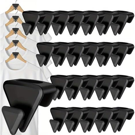 24 pezzi di ganci appendiabiti salvaspazio, ganci di collegamento per appendiabiti, connettori triangolari in plastica per appendiabiti, organizer per armadi e clip per riporre oggetti. (1/5)