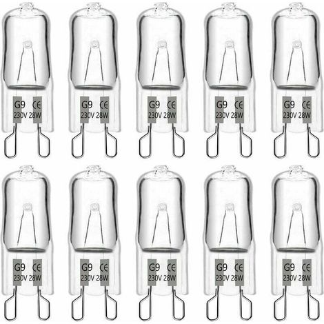 Ampoule Halogène G9 28W 230V, Lumière Blanche Chaude 2700K, Dimmable, Convient pour Lustres, Lampes de Paysage, Appliques Murales, Éclairage d'Armoire, Lot de 10. (1/5)