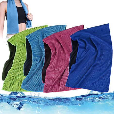 Serviette De Refroidissement - Microfibre - 30 X 100 Cm - Pour Activités Sportives Extérieures Et Intérieures - Lot De 4 (1/5)