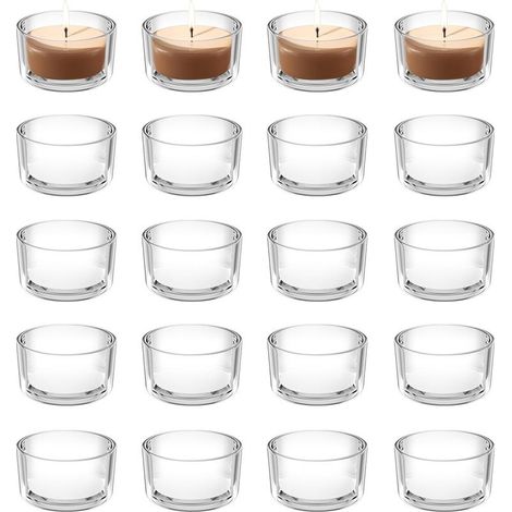 20 Pièces Photophore Bougie,Bougeoir Verre 4,6 x 2,5 cm,Porte Bougie Décorative à Chauffe Plat,Bougeoir en Verre Transparent,pour Mariage,Anniversaire,Fête et Décoration de Table (1/5)