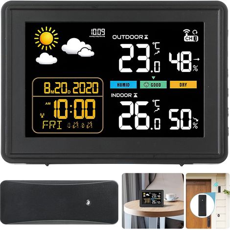 Magicfox – Station météo numérique – Thermomètre intérieur extérieur – Moniteur d'humidité – Prévisions météo – Écran LCD rétroéclairé 11,8 x 16,2 cm (1/5)