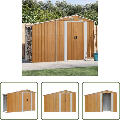vidaXL Outils de jardin - Abri de jardin marron 277x93x179 cm acier galvanisé (1/5)