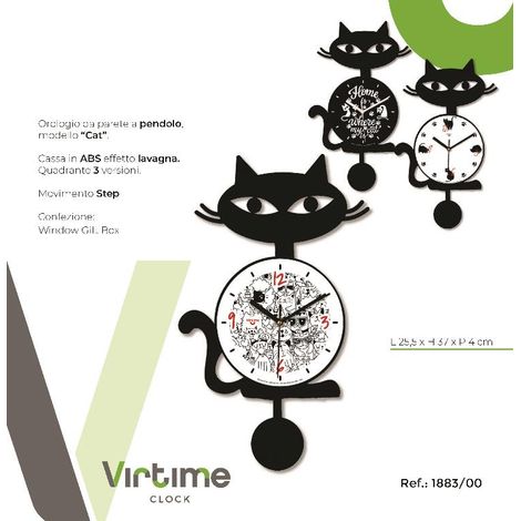 1 Pezzo Orologio da Parete Effetto Legno Gatto Lavagna 35 x 27 cm 3 Modelli (1/2)