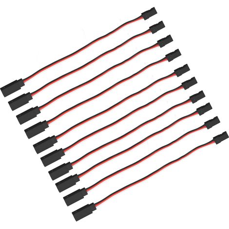 Packung mit 10 Servo-Verlängerungskabeln (3-polig, 200 mm), Stecker-Buchse-Verbindung, Messingkern für Modellautos, Servo-Treiber-Verlängerung (1/5)
