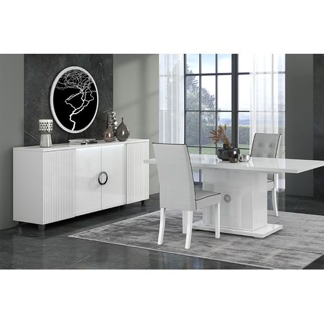 MARIKA - Buffet 4P avec Leds + Table Allongeable 160-200cm (1/4)