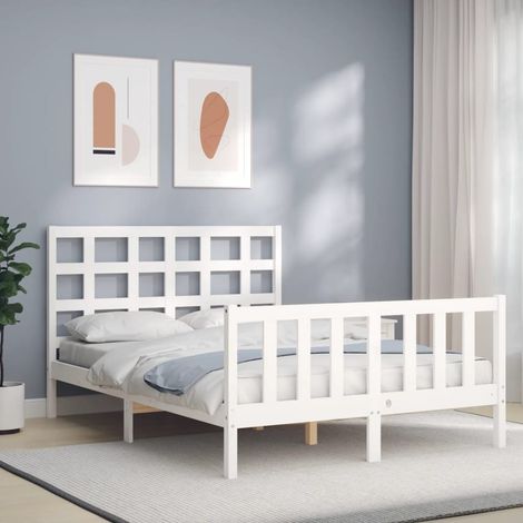 Bed Frame without Mattress White 120x200 cm Solid Wood Pine vidaXL (1/5)