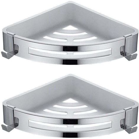 Organizador de ducha triangular de esquina de 2 piezas, sin necesidad de taladrar, XU, cesta de almacenamiento para ducha inoxidable, accesorio de baño, soporte para jabón y champú --Crezuo