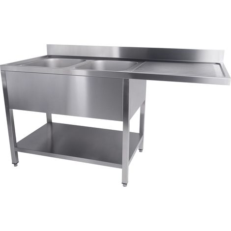 Plonge double évier Inox démontable à gauche - Combisteel