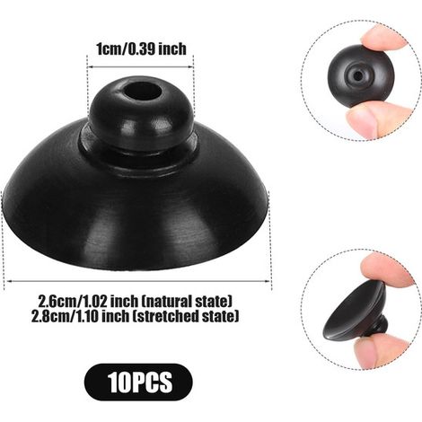 Ventouse pour Aquarium Lot de 10 Ventouses en Caoutchouc Noir Fixation pour Chauffage Thermomètre Pompe Accessoires d'Aquariophilie