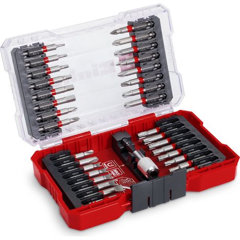 Einhell Set M-CASE Coffret de 33 embouts de vissage (embouts de 50 mm en acier S2, porte-embouts à changement rapide en acier au carbone)