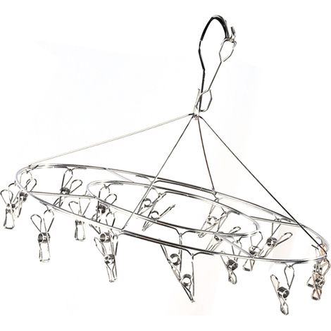 Wäschetrockner aus Edelstahl, Wäscheständer mit mehreren Clips, runder, schlaufenfreier Ständer für Unterwäsche, Socken und Mützen (1/5)