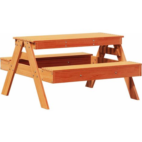 Maison Exclusive - Tavolo Picnic Bambini Marrone Cera 88x97x52 cm Massello Pino