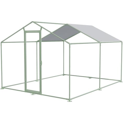 Structure Parc À Poules - Enclos 16m² Ø38mm 4x4x2,8m - Acier Galvanisé - Sans Grillage