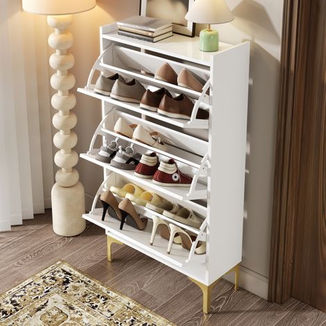 Schrank Schuhschrank Aufbewahrung 63 24 120 cm Weiß OKMYHOME (1/5)