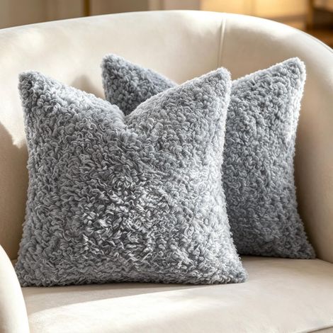 Lot de 2 housses de coussin 50 x 50 cm - En fausse fourrure - Coussin (1/5)