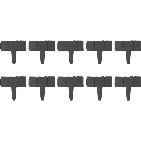 Lot de 10 bordures de jardin effet pierre pour massifs de fleurs et pelouses. (1/5)