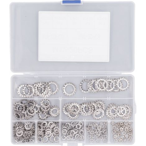 300 rondelles étoile dentelée extérieure en acier inoxydable, M2.5 à M12, 8 types de fixations, lot de 300 pièces. (1/5)