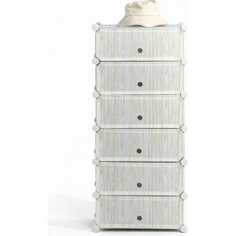 Armadio organizer modulare impilabile bianco con 6 vani, 49 x 36,5 x 108 cm (1/4)