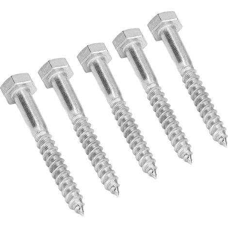 Vis à bois hexagonale autotaraudeuse à demi-filetage en acier inoxydable 304, M6 x 50 mm