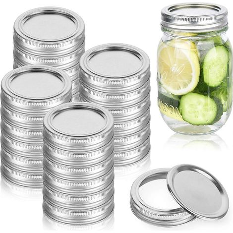 Couvercles pour bocaux Mason, lot de 24, ouverture standard de 70 mm, étanches, type à fente (1/5)