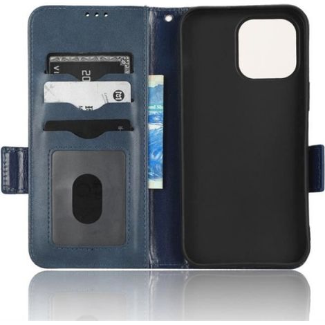 Etui Pour iPhone 14 Pro 6.1 Pouces - Etui À Rabat En Cuir Avec Support Horizontal Et Compartiment Cartes - Bleu