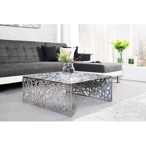 Design Couchtisch Metall 60 x 60 cm eckig Unikat (1/4)