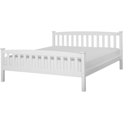 Bed Pine Wood GIVERNY 160 x 200 cm (EU King Size) White