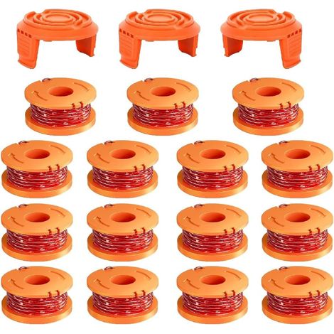 Lot de 18 bobines de rechange WA0010 pour coupe-bordures Worx, compatibles avec les coupe-bordures Worx, recharges de fil de 0,065 pouce pour coupe-bordures Worx, pour bobines de coupe-bordures Worx (1/5)