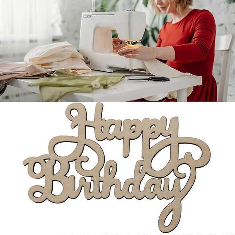 15 décorations en bois avec motif « Joyeux anniversaire », lettres sculptées, à suspendre, style rustique, pour décoration de fête (1/4)