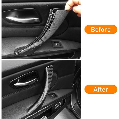 Compatible avec Poignée de Porte Intérieure bmw Série 3 E90 E91 E92 E93 323 325 328 330 335 Poigner de Porte Gauche E90 E91 E92 E93 Poignée Intérieure+ Couvercle Extérieur-Fibre de Carbone (1/5)