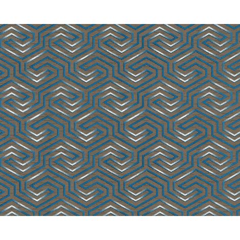 Grafik Tapete EDEM 84114BR92 Vliestapete leicht strukturiert mit Ornamenten und metallischen Akzenten braun quarz-grau perl-enzian silber 10,65 m2