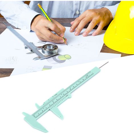 Pied à coulisse vernier 150mm plastique haute précision règle double échelle outil de mesure 0,5mm vert (1/5)