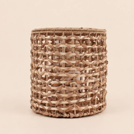 Panier à couvercle en jacinthe d'eau tressée 40cm (1/5)