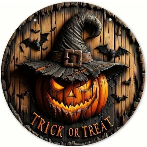 Décorations 20x20cm halloween sorcière tête de citrouille couronne en bois - Nearful - fenêtre porche tenture murale ornements de (1/3)