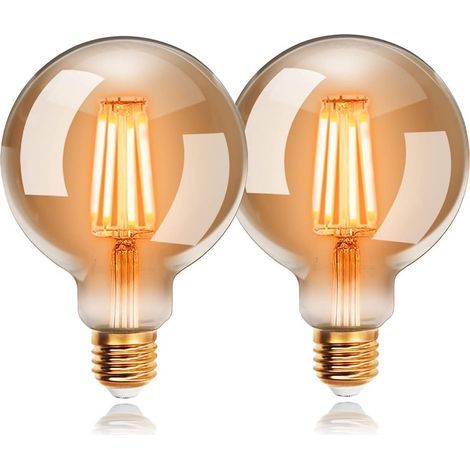 Lampadine LED Edison Vintage G80 da 4W, luce bianca calda 2200K, attacco E27, equivalenti a lampadine a incandescenza da 40W, lampadine a filamento retrò, lampade decorative antiche, non dimmerabili, (1/5)