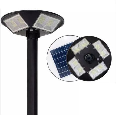 LAMPIONE STRADALE LED CON PANNELLO SOLARE CREPUSCOLARE 200W LUCE FREDDA IP66 UFO (1/5)