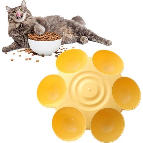 Mehrfach-Futterautomat für Hunde – Katzenfutternäpfe mit 6 Näpfen – Rutschfeste Futterschalen – Blütenförmige Näpfe für mehrere Wohnungskatzen (1/5)