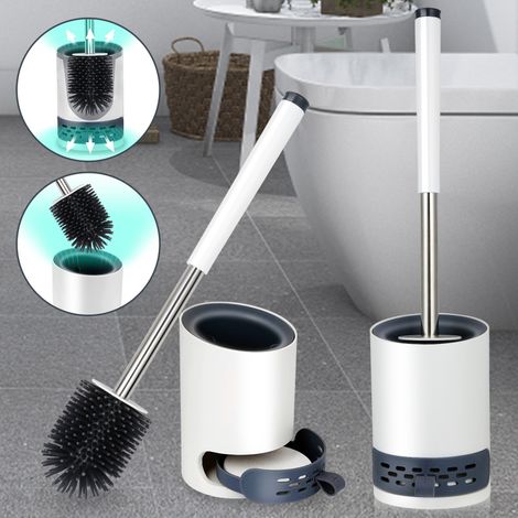 SWANEW Scopino in silicone con supporto adesivo a parete, vaschetta di raccolta rimovibile, bianco 360° Clean (1/5)