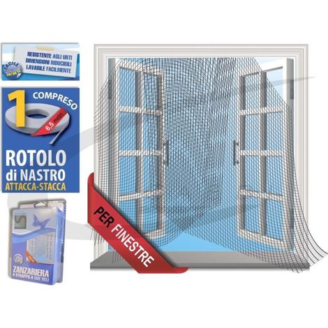 TrAdE Shop Traesio - Zanzariera Porta A Strappo Due Veli Zanzariere Finestre Bianca 150x180 -