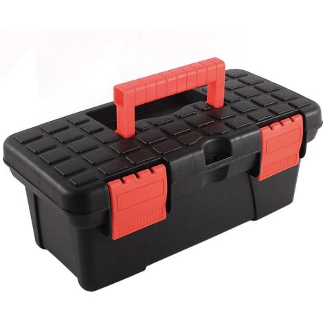 Elektriker Ingenieur Kunststoff Dual Layer Werkzeuge Hardware Aufbewahrungsbox Schwarz Rot
