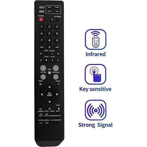 Télécommande de remplacement AH59-01907K pour les systèmes home cinéma DVD Samsung AH59-01907S, AH59-01907R, HT-Z110, AH59-01907C et AH59-01907L. (1/4)