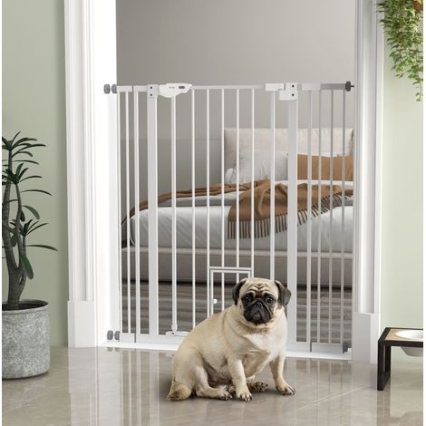 Cancelletto di sicurezza per animali 68x104.1 cm, doppio chiusura, porta autochiudente, acciaio e plastica bianco (1/5)