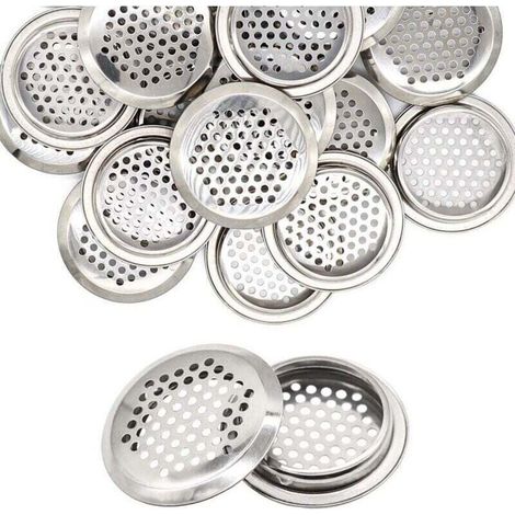 20 Pièces Grille Aeration Ronde 53 mm Grille de Ventilation Inox Trou D'aération Rond Argent Grille D'aération Ronde pour Placard Armoires à Chaussures Bibliothèques (1/4)