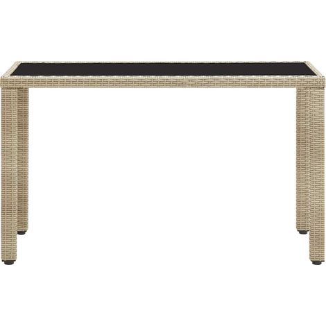 vidaXL Mesa de jardín de ratán sintético beige 123x60x74 cm (1/2)