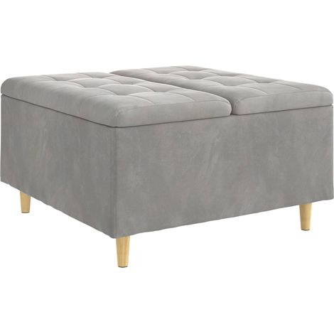 Pouf contenitore Grigio chiaro 80 x 80 x 45 cm Velluto vidaXL
