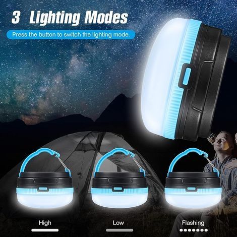 2 LED-Campinglaternen, wasserdichte Campinglampen, batteriebetriebene Zeltleuchten mit 3 Modi für Notfälle bei Stromausfall, Camping, Angeln, Wandern und Autonutzung (1/4)